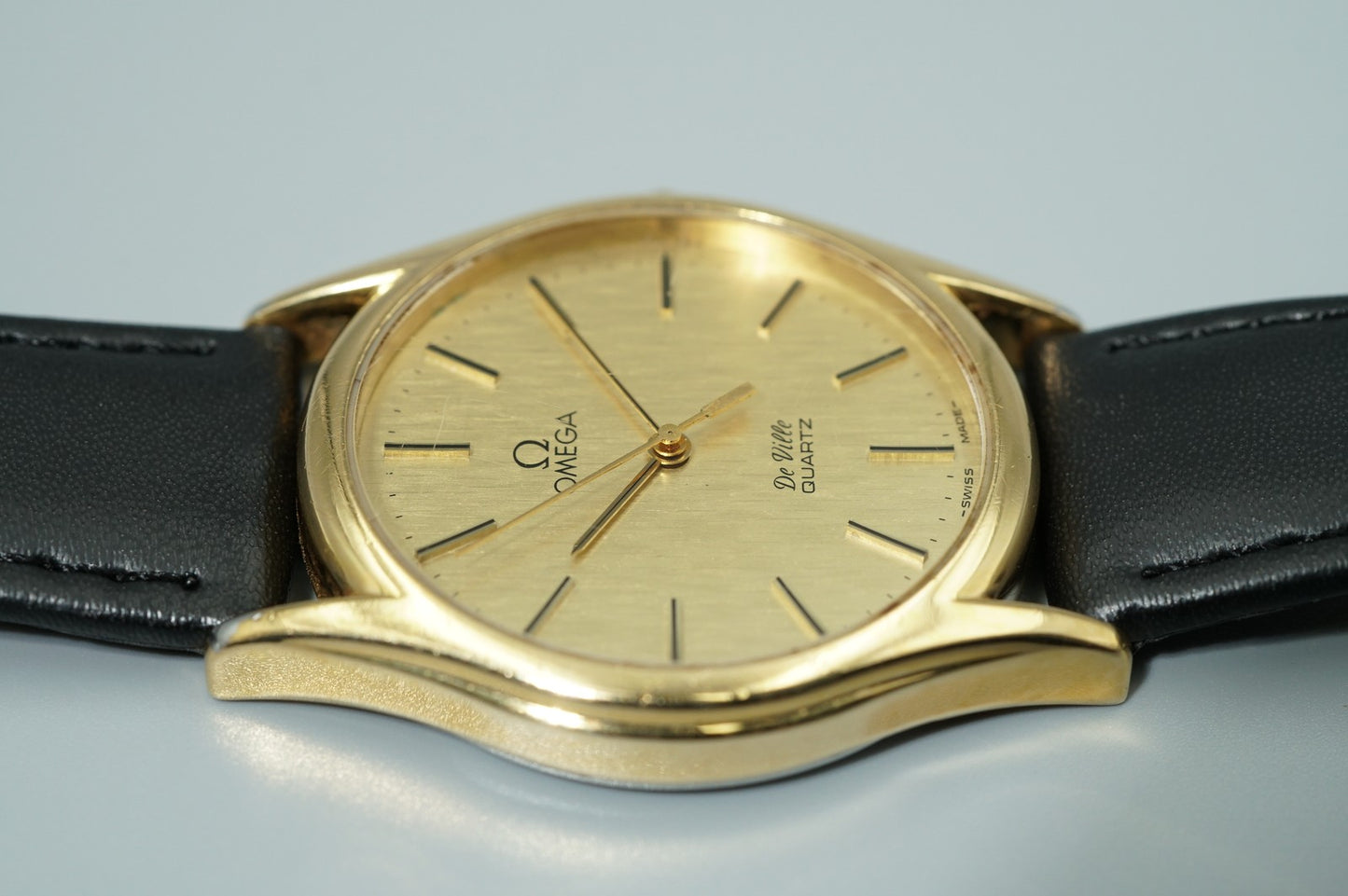 N MINT Vintage 1983 OMEGA De Ville Cal.1336 Ref.191.0096 Qz Gold 32mm Mens Watch