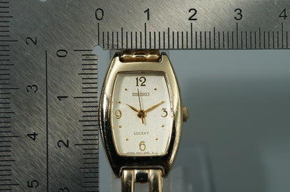 *Exc+5* Vintage 1990 SEIKO LUCENT 4N21-5280 Qz White Rectangle 18mm Women Watch