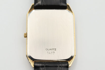 *N MINT* Vintage OMEGA De Ville Cal.1417 Qz Gold Dial Rectangle 24mm Women Watch