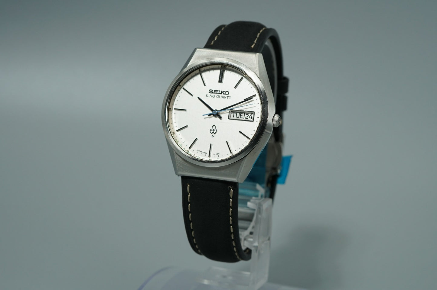 *NEAR MINT* Vintage 1977 SEIKO King Quartz 4823-8100 Silver 35mm Mens Watch