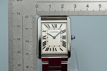 *Exc+5* Cartier Tank Solo W5200014 3169 Quartz Silver 27mm Mens Watch