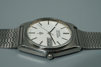 *NEAR MINT* Vintage 1980s SEIKO Lord 7853-7000 Qz White Round 34mm Mens Watch