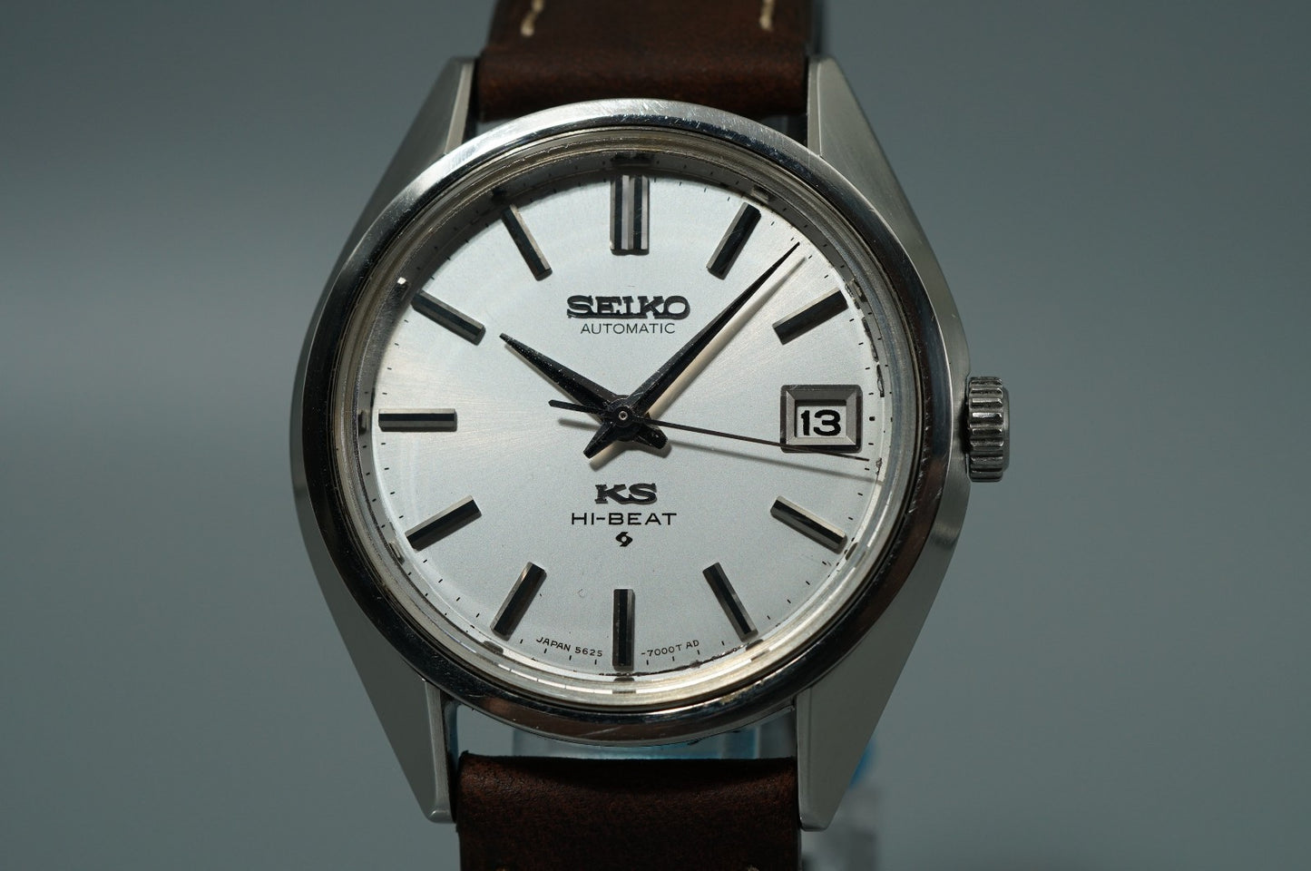 MINT Vintage 1970s SEIKO KS HI-BEAT 5625-7110 Auto Silver Round 36mm Mens Watch