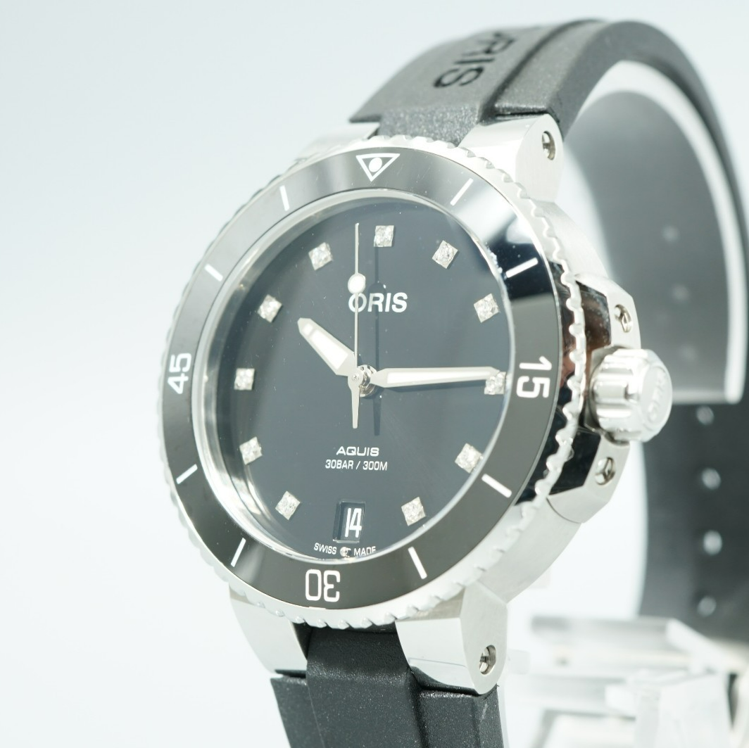 ORIS Aquis Date Diamonds 01 733 7731 4194 Automatic Black 37mm Women Watch