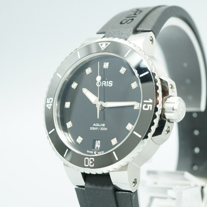 ORIS Aquis Date Diamonds 01 733 7731 4194 Automatic Black 37mm Women Watch
