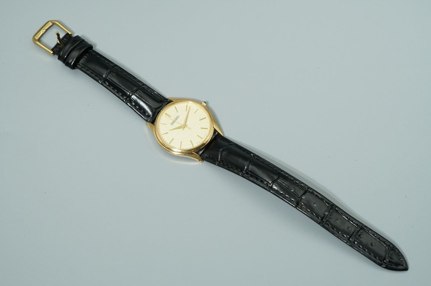 *Exc+5* SEIKO Dolce 8J41-0AJ0 Quartz Gold Dial Round 33mm Women Watch