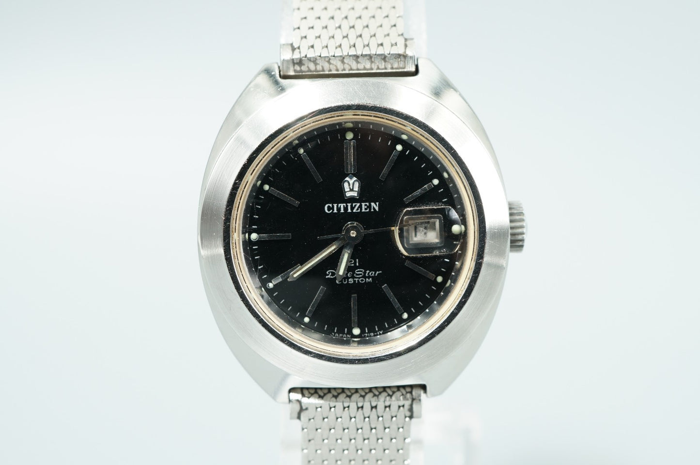 *NEAR MINT* Vintage CITIZEN Date Star GN-3-S Qz Black Round 27mm Women Watch