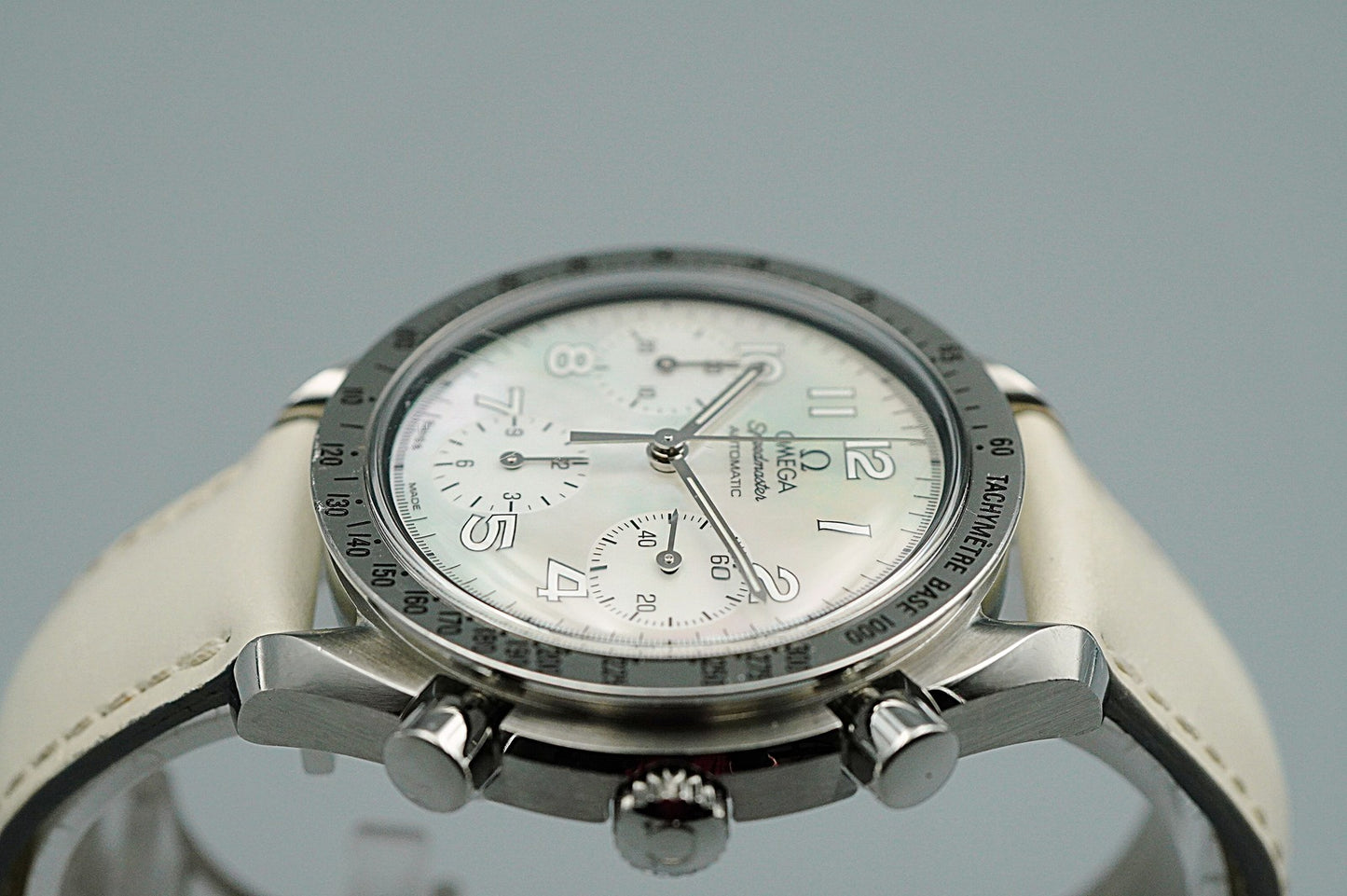 N MINT Vintage 1998 OMEGA Speedmaster 3802.70.56 Automatic White 40mm Mens Watch