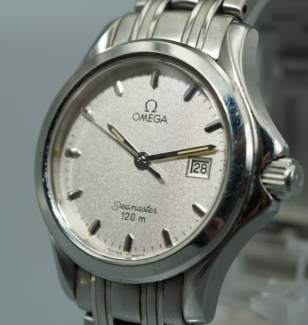 Vintage 1991 OMEGA Seamaster Cal.1424 Qz White Round Date 28mm Women Watch
