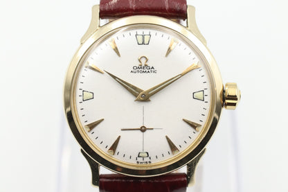Serviced! OMEGA Cal.344 Automatic 14k Small Second White Dial 33mm Mens Watch