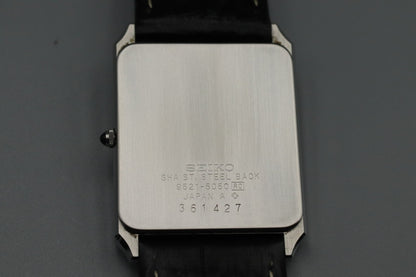 *NEAR MINT* Vintage SEIKO Dolce 9521-5050 Quartz White Dial Tank Mens Watch JP