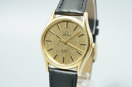 N MINT Vintage 1983 OMEGA De Ville Cal.1336 Ref.191.0096 Qz Gold 32mm Mens Watch