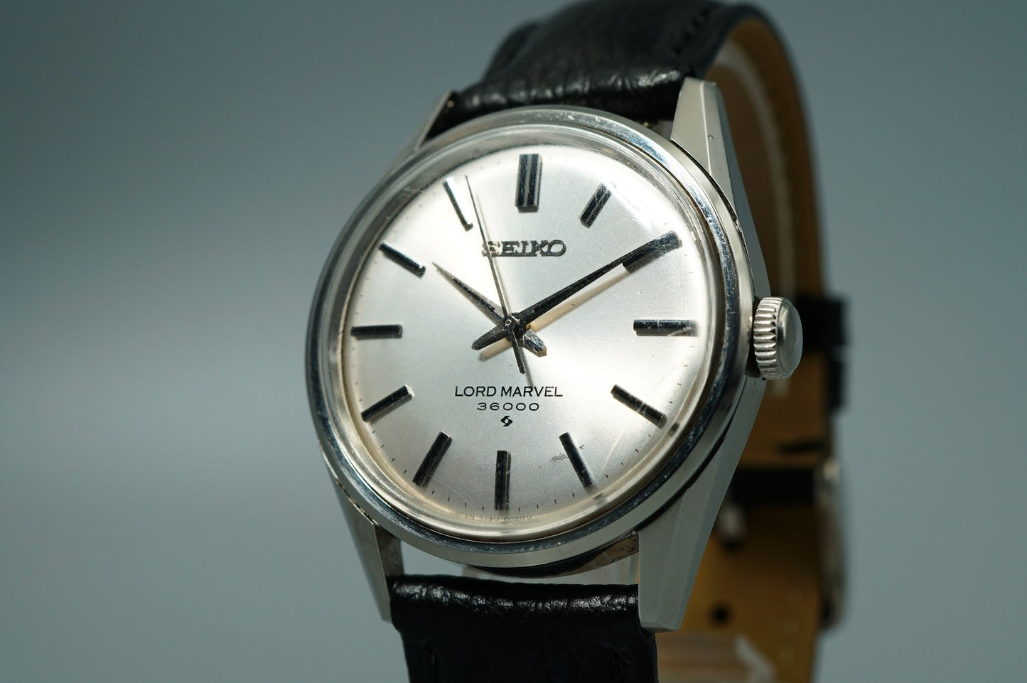 N MINT Vintage 1964 SEIKO LORD MARVEL 5740-8000 AT Silver Round 34mm Mens Watch