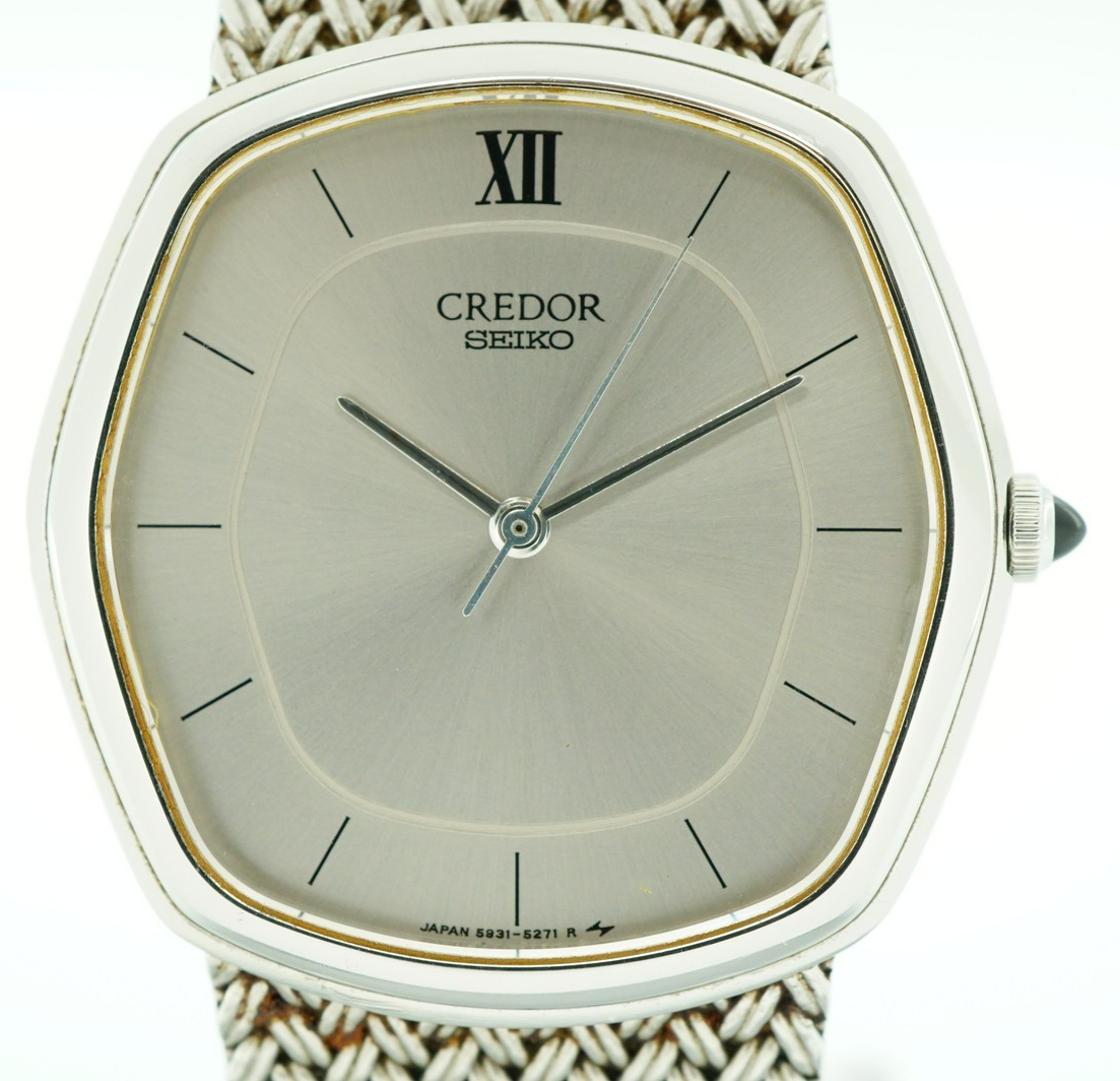 *N MINT* Vintage 1975 SEIKO CREDOR 5931-5231 Qz Silver Hexagon 30mm Mens Watch