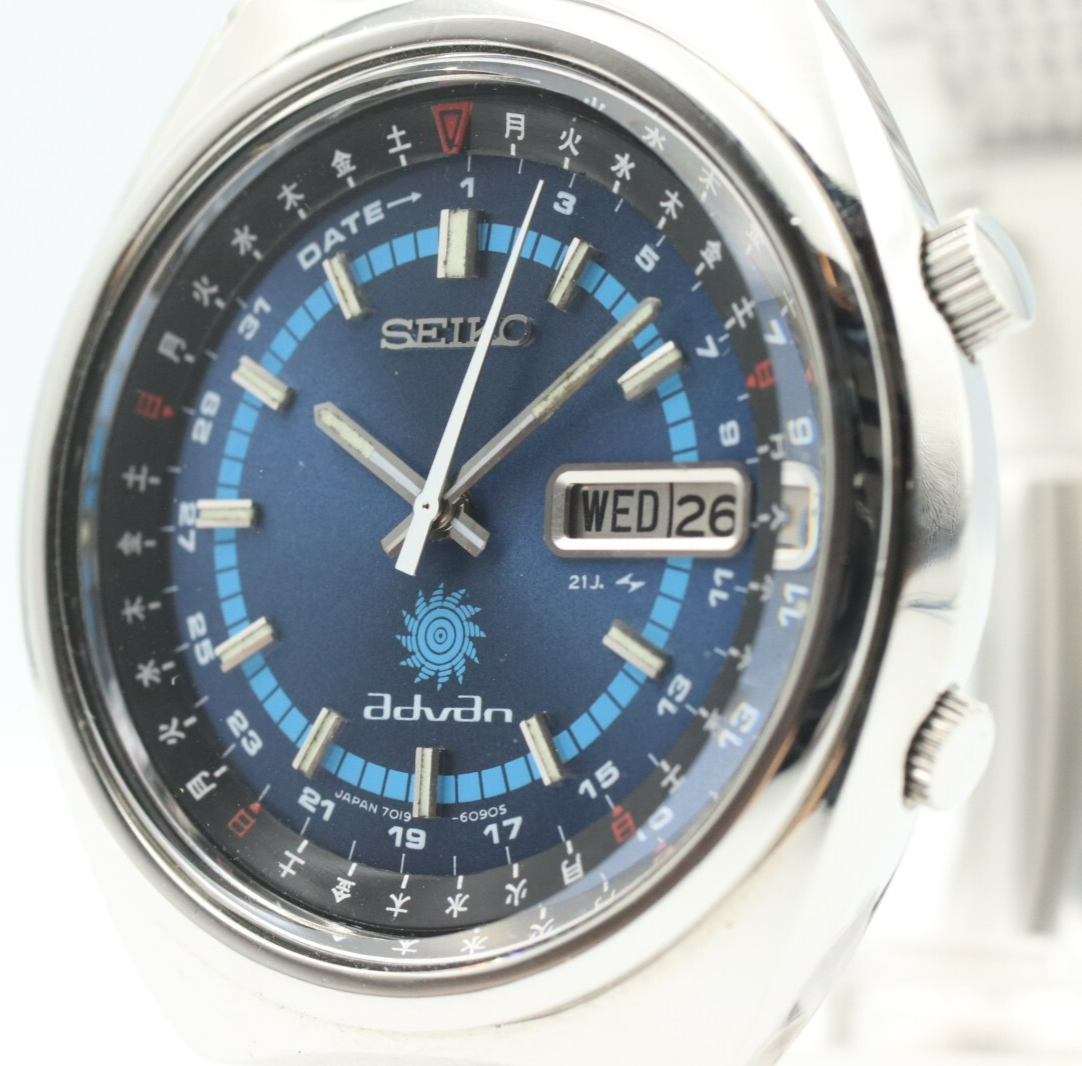 Serviced! *TOP MINT* SEIKO advan 7019-6050 Automatic Blue Dial 39mm Mens Watch
