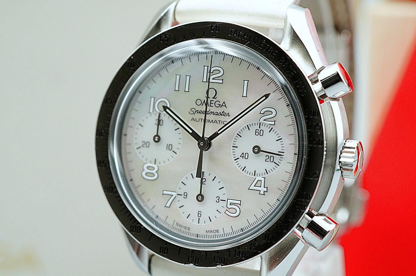 N MINT Vintage 1998 OMEGA Speedmaster 3802.70.56 Automatic White 40mm Mens Watch