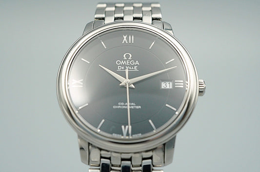 *Exc+5* OMEGA De Ville Prestige CO-AXIAL CHRONOMETER AT Black 37mm Mens Watch