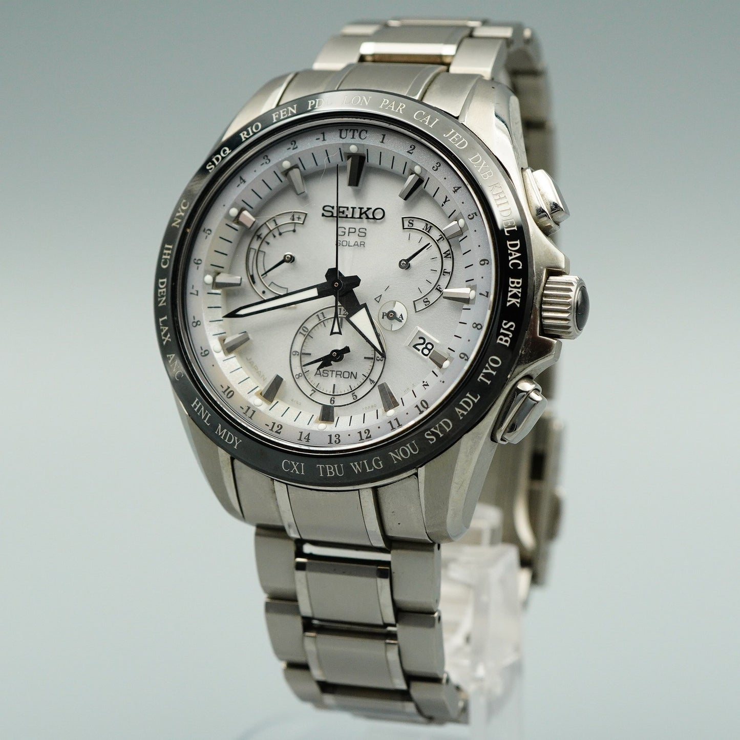 *MINT in Box* SEIKO ASTRON 8X53-0AB0-2 Solar White Dial Round 45mm Mens Watch