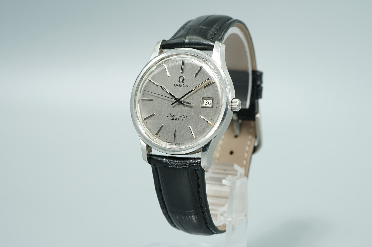*NEAR MINT* Vintage 1975 OMEGA Seamaster Cal.1342 Quartz Silver 35mm Mens Watch
