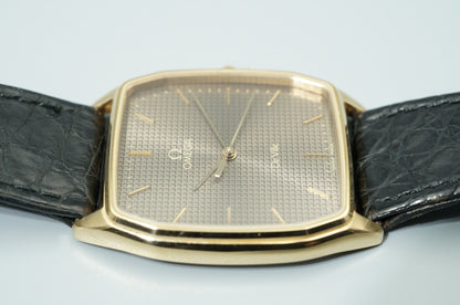 *NEAR MINT* Vintage 1982 OMEGA De Ville Cal.1417 Qz Black Square 30mm Mens Watch