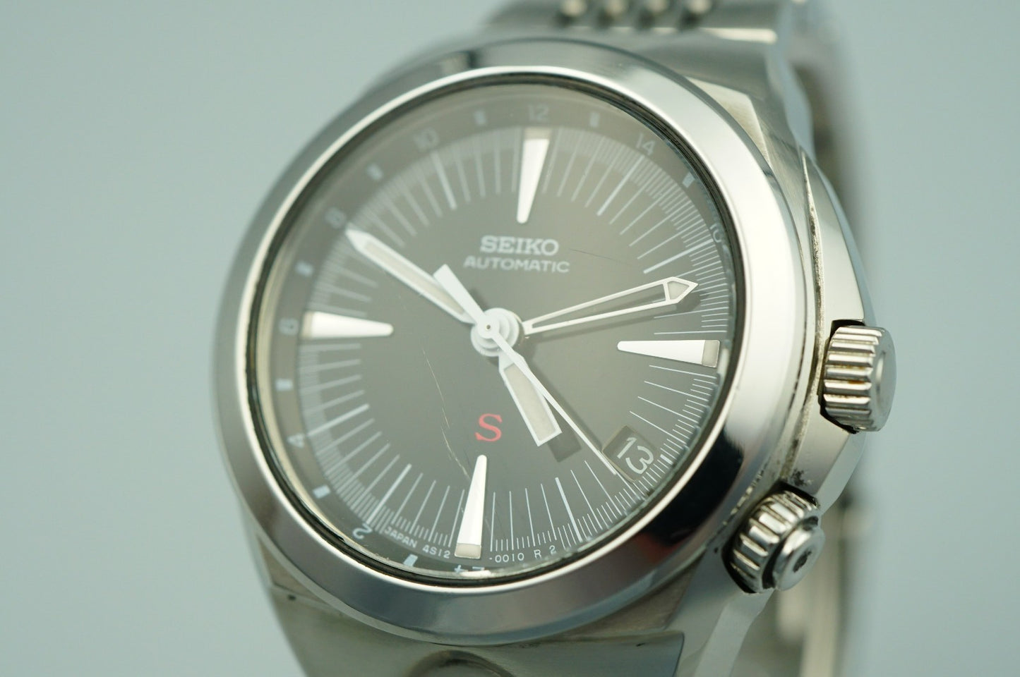 *N MINT* Vintage 1997 SEIKO HI-BEAT 4S12-0010 AT Black Round 37mm Mens Watch