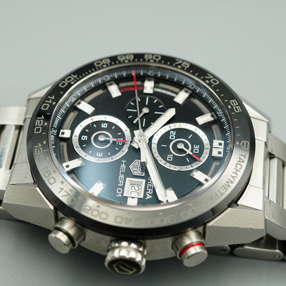*N MINT Box & Paper* TAG HEUER Carrera CAR201Z Automatic Black 44mm Mens Watch