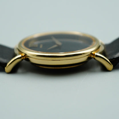 *Exc+5* Vintage SEIKO 2220-0530 Quartz Black Dial Round 31mm Mens Watch