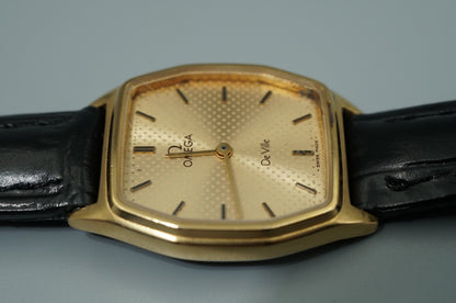 *N MINT* Vintage OMEGA De Ville Cal.1387 Quartz Gold Octagon 22mm Women Watch