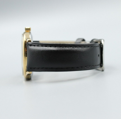 *Exc+5* Vintage OMEGA De Ville Cal.1330 Quartz Gold Dial Square Mens Watch