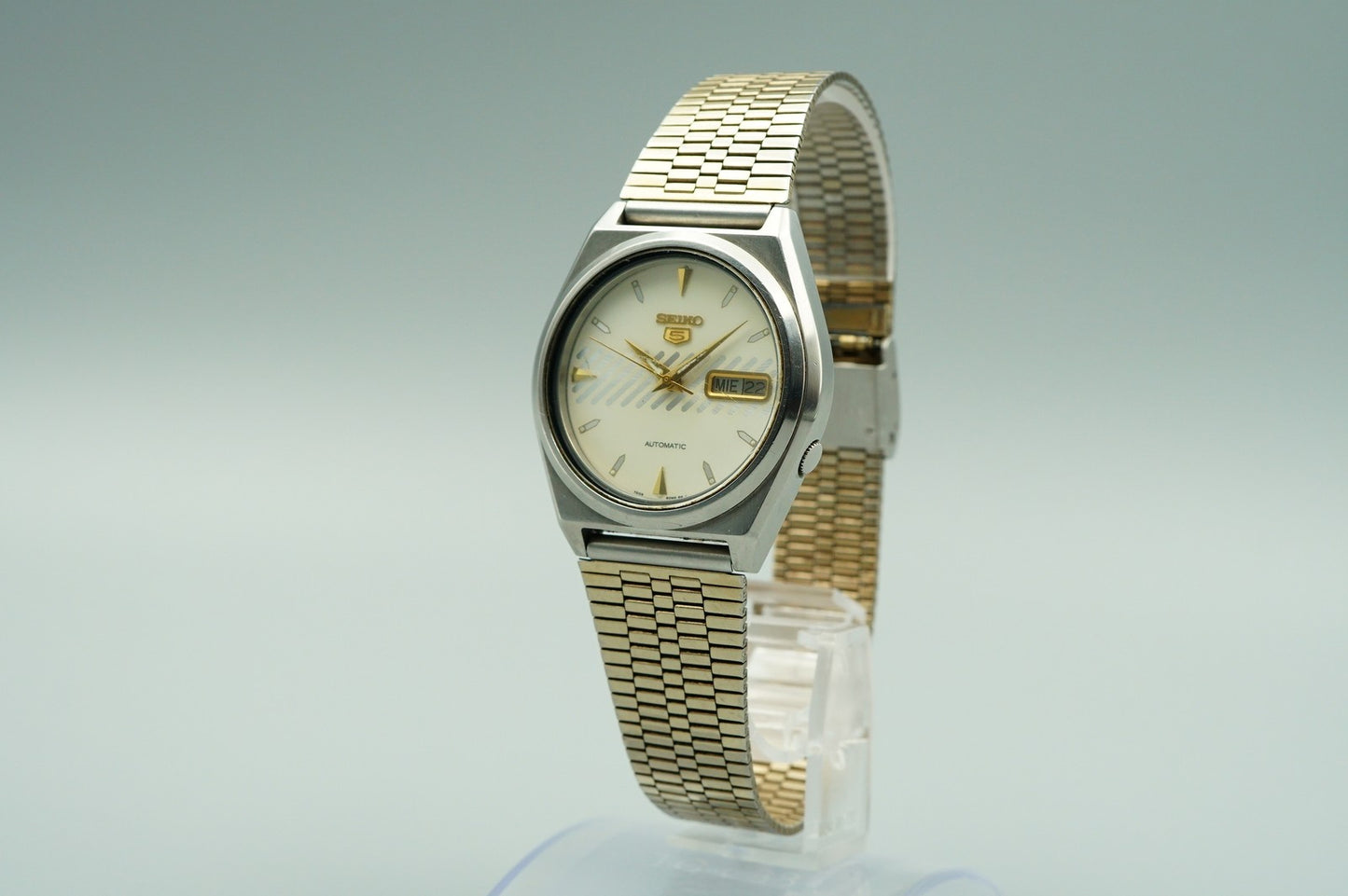 *Exc+5* Vintage 1982 SEIKO 5 7009-876A AT White Dial Round 38mm Mens Watch