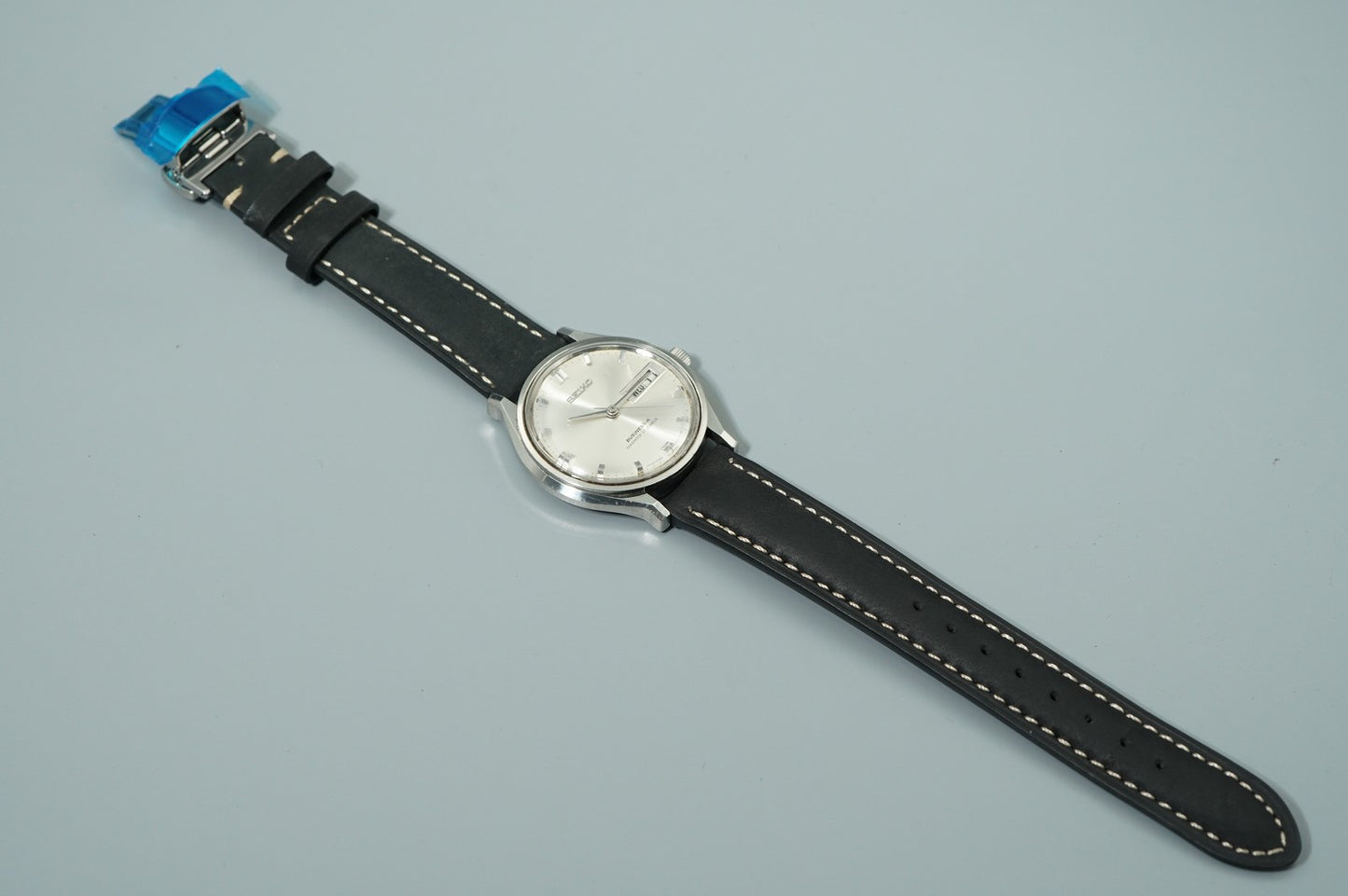 N MINT Vintage 1967 SEIKO BUSINESS-A 8346-8000 Hand Wind Silver  36mm Mens Watch