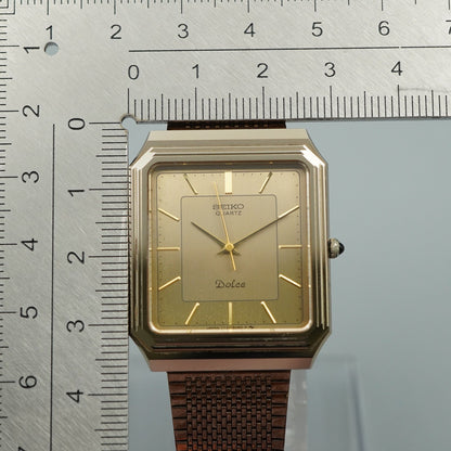 *N MINT* Vintage 1980s SEIKO Dolce 7731-5081 Quartz Gold Square 29mm Women Watch