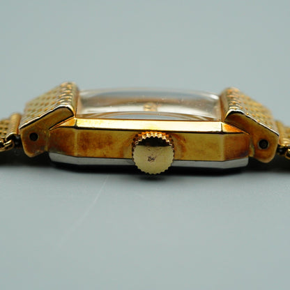 *Exc+5* Vintage CITIZEN D4606 Quartz Silver Dial Rectangle 12mm Women Watch