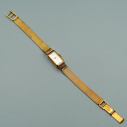 *Exc+5* Vintage CITIZEN D4606 Quartz Silver Dial Rectangle 12mm Women Watch