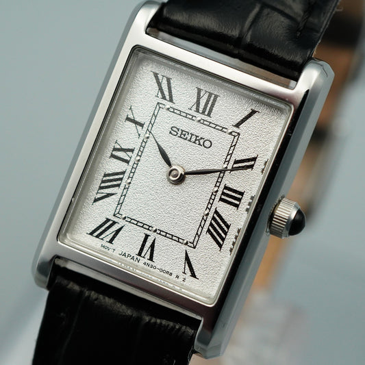 *MINT* Box & Paper SEIKO 4N30-00H0 Quartz Silver Dial Square 19mm Women Watch