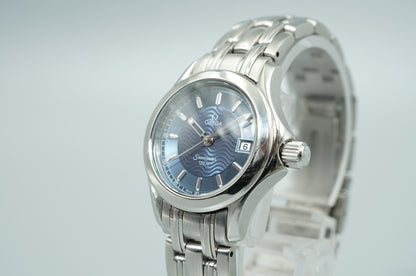 *MINT* Vintage 1998 OMEGA Seamaster Cal.1424 Quartz Blue Round 28mm Women Watch