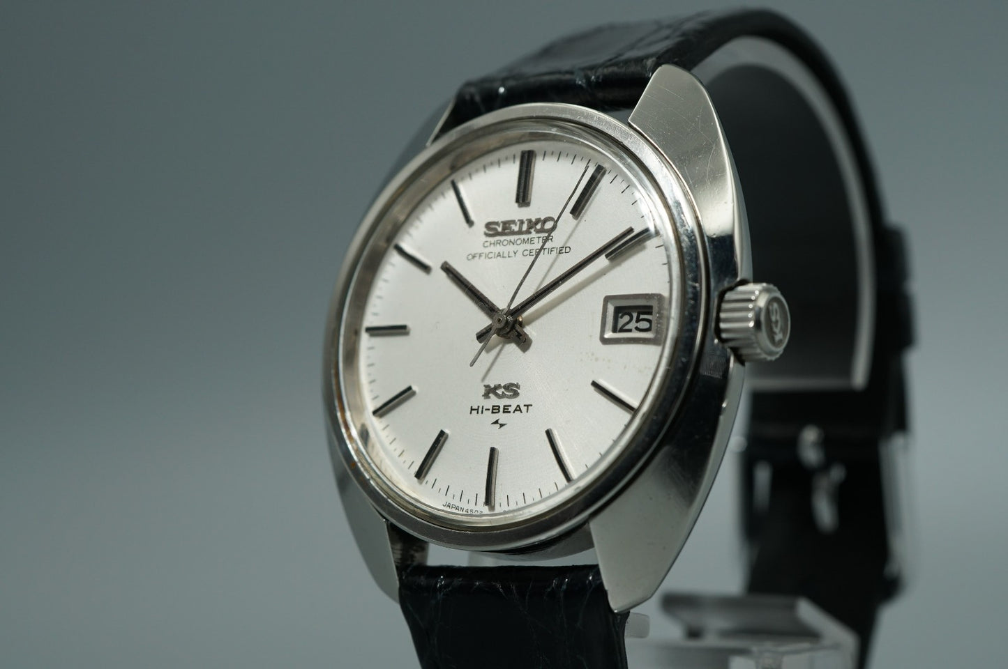 Serviced Vintage 1970 SEIKO KS HI-BEAT 4502-8010 Automatic White 37mm Mens Watch