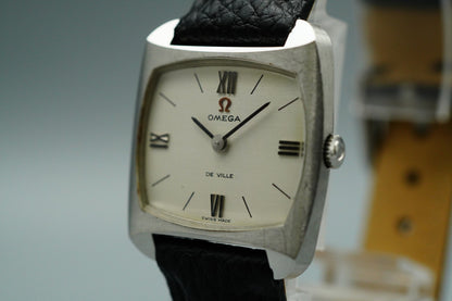 *NEAR MINT* OMEGA De Ville Hand Winding White Rectangle 25mm Women Watch
