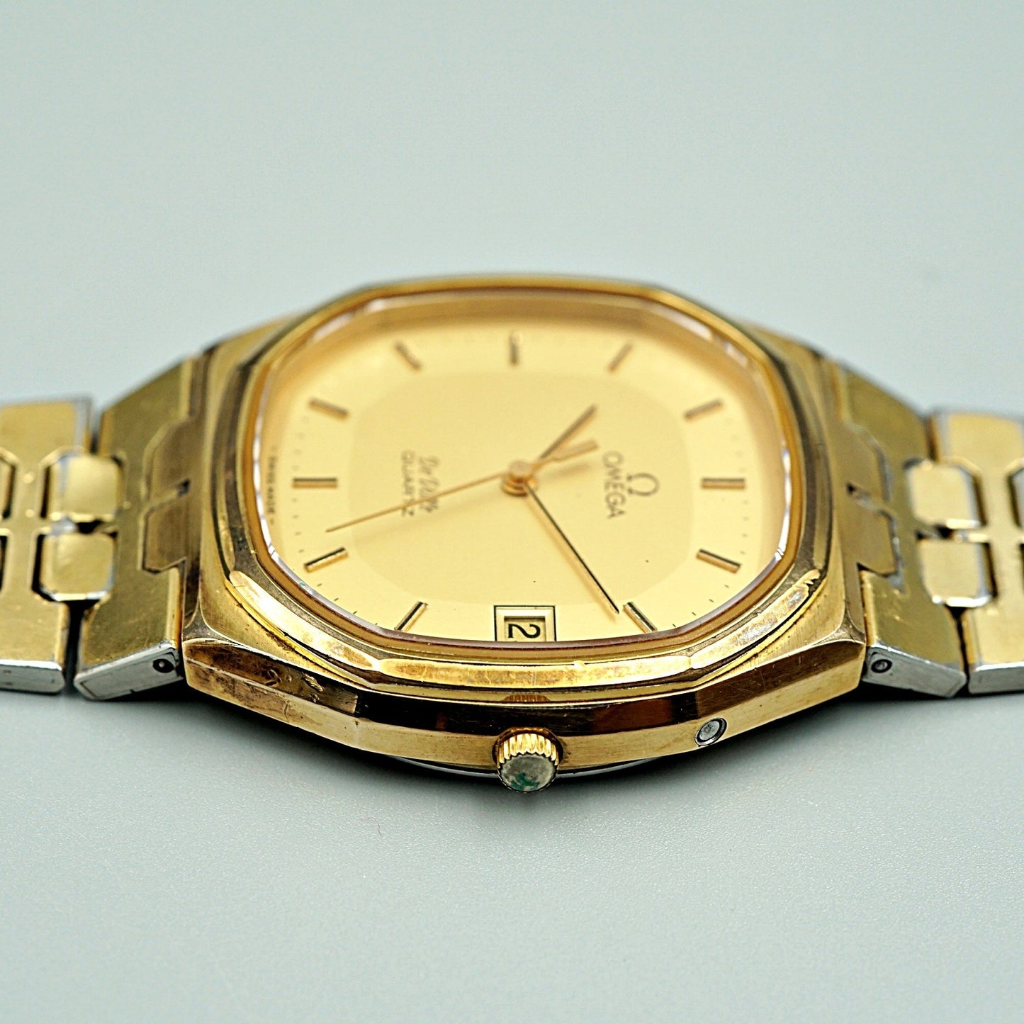 *Exc+4* Vintage 1977 OMEGA De Ville Cal.1332 Qz Gold Octagon 34mm Mens Watch