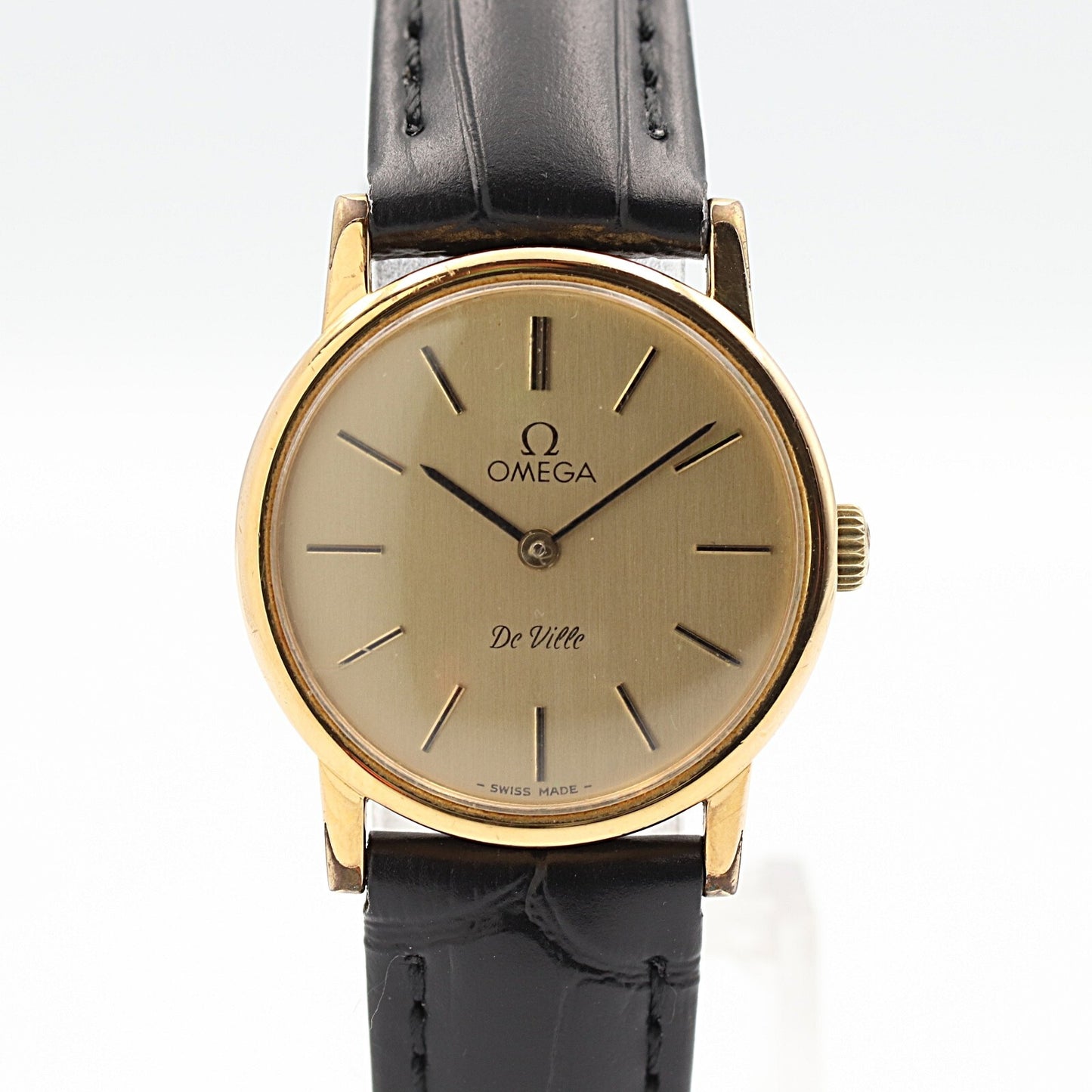 N MINT Vintage 1970 OMEGA De Ville Cal.625 Hand Wind Gold Round 25mm Women Watch