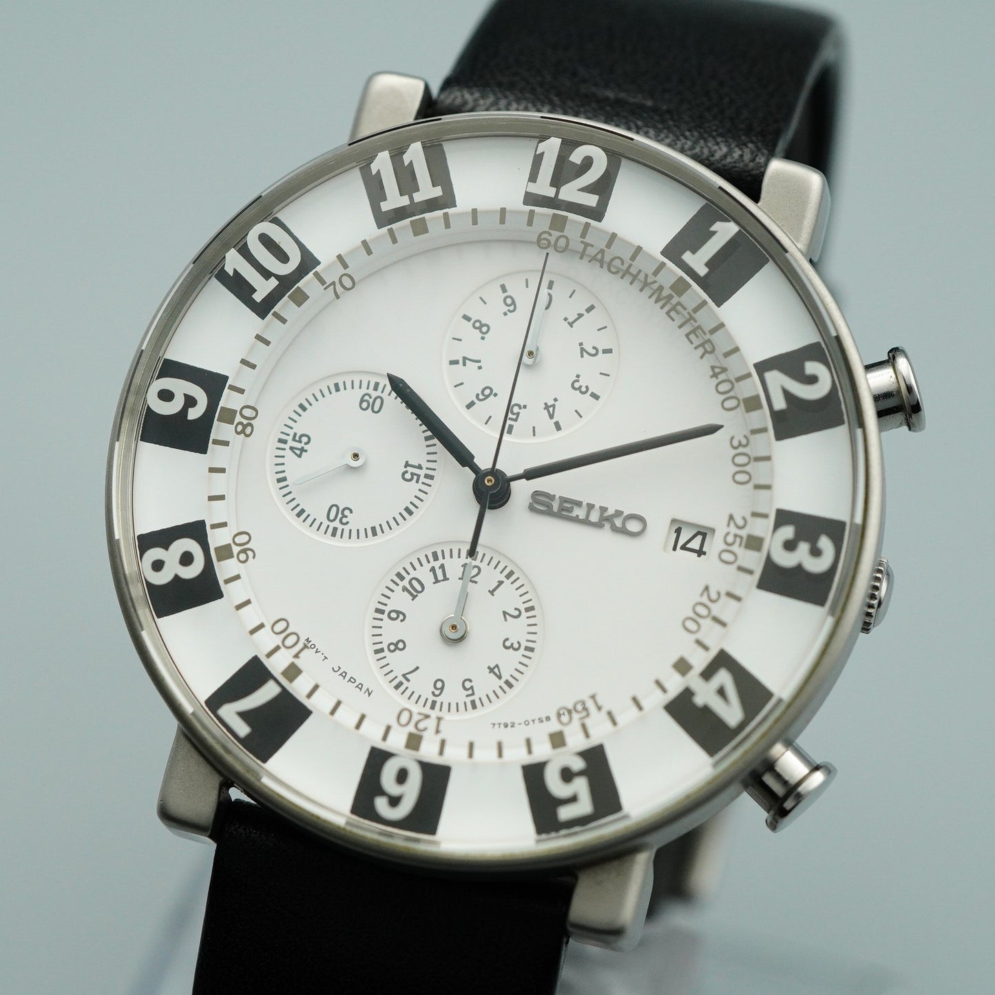 *MINT* Vintage SEIKO SPIRIT SOTTSASS 7T92-0TS0 Qz White Round 39mm Mens Watch