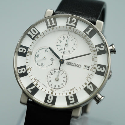 *MINT* Vintage SEIKO SPIRIT SOTTSASS 7T92-0TS0 Qz White Round 39mm Mens Watch