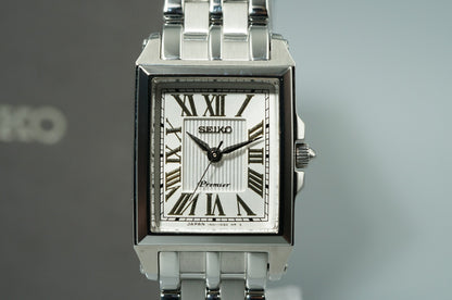 *MINT* SEIKO Premier 1N01-0RJ0 Quartz White Dial Square 22mm Women,Ladies Watch