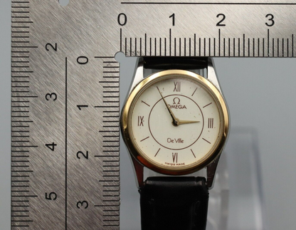 *Exc+5* Vintage OMEGA De Ville Cal.1387 Quartz White Dial Round Women Watch