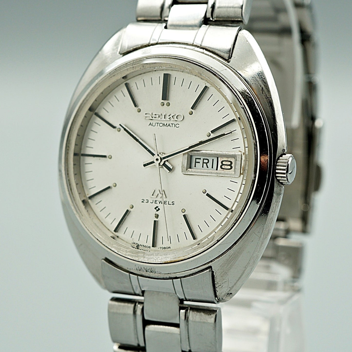 Exc+5 Vintage 1970s SEIKO Lord Matic 5606-7150 Auto White Round 36mm Mens Watch