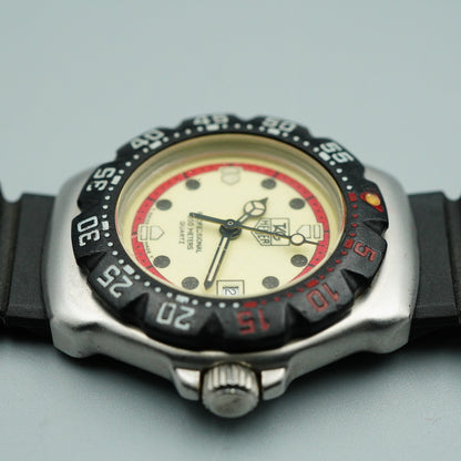 *Exc+5* Vintage TAG HEUER Professional 371.508 Qz Cream Round 28mm Women Watch