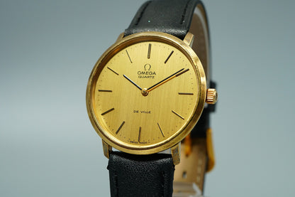 Exc+5  Vintage 1970s OMEGA De Ville Cal.1330 Ref.191 Qz Gold 34mm Mens Watch