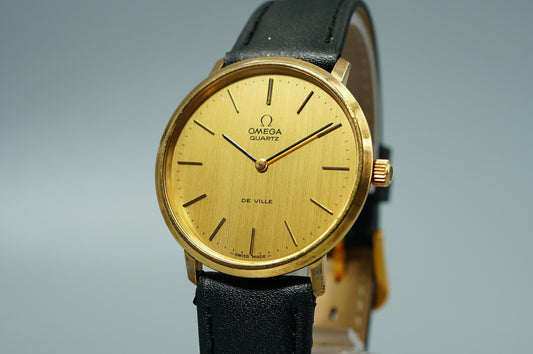 Exc+5  Vintage 1970s OMEGA De Ville Cal.1330 Ref.191 Qz Gold 34mm Mens Watch