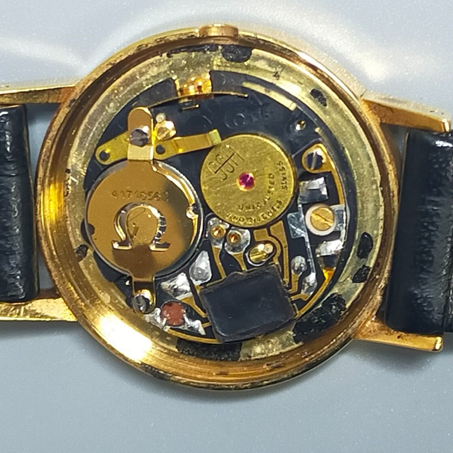 *Exc+5* Vintage OMEGA De Ville Cal.1351 Quartz Gold Roman Dial Round Women Watch