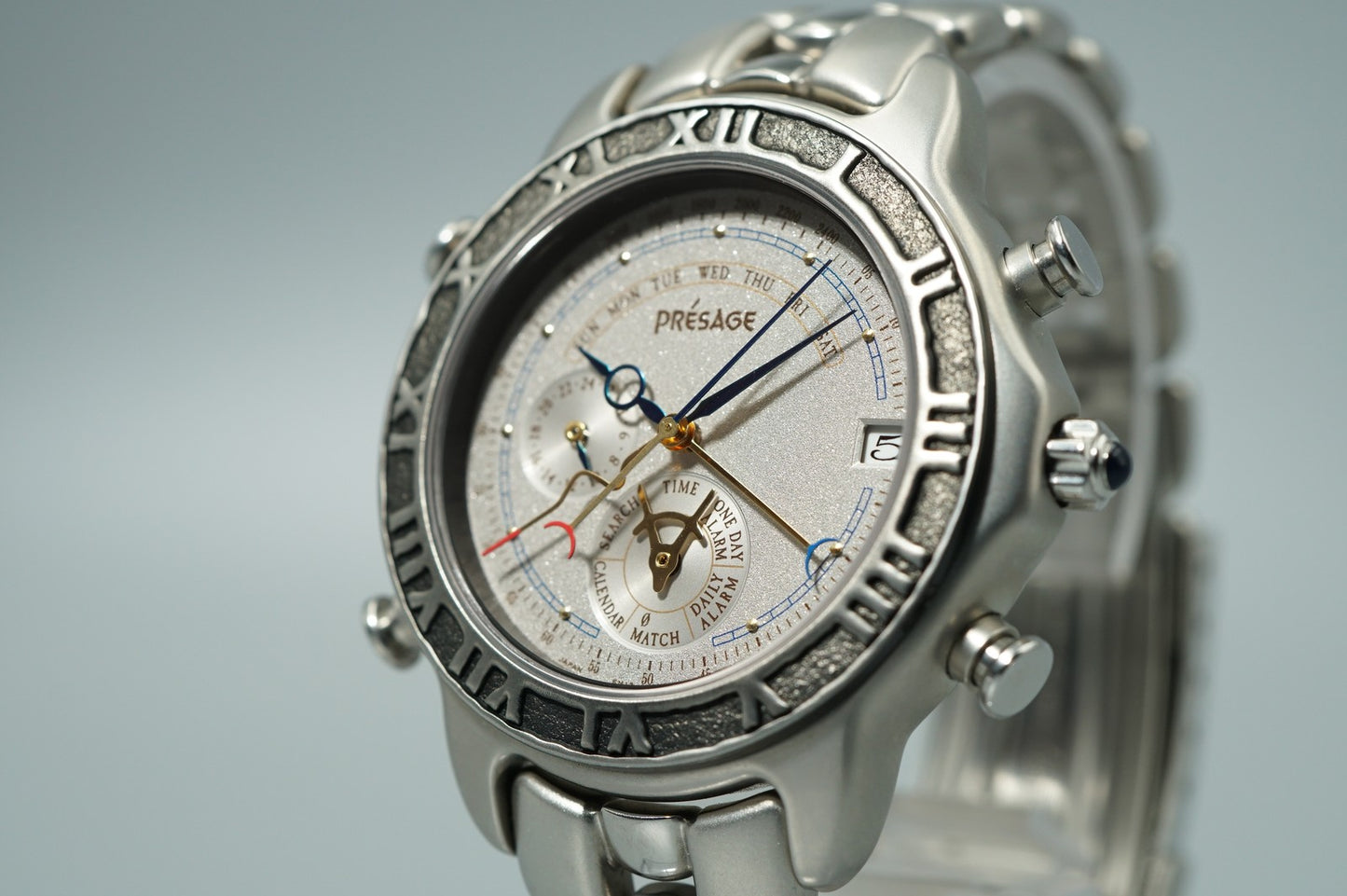 N MINT Vintage 1991 SEIKO PRESAGE  6M13-7000 Quartz Silver Round 38mm Mens Watch